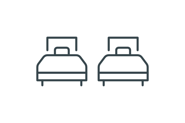 2 twin beds, 1 bunk bed